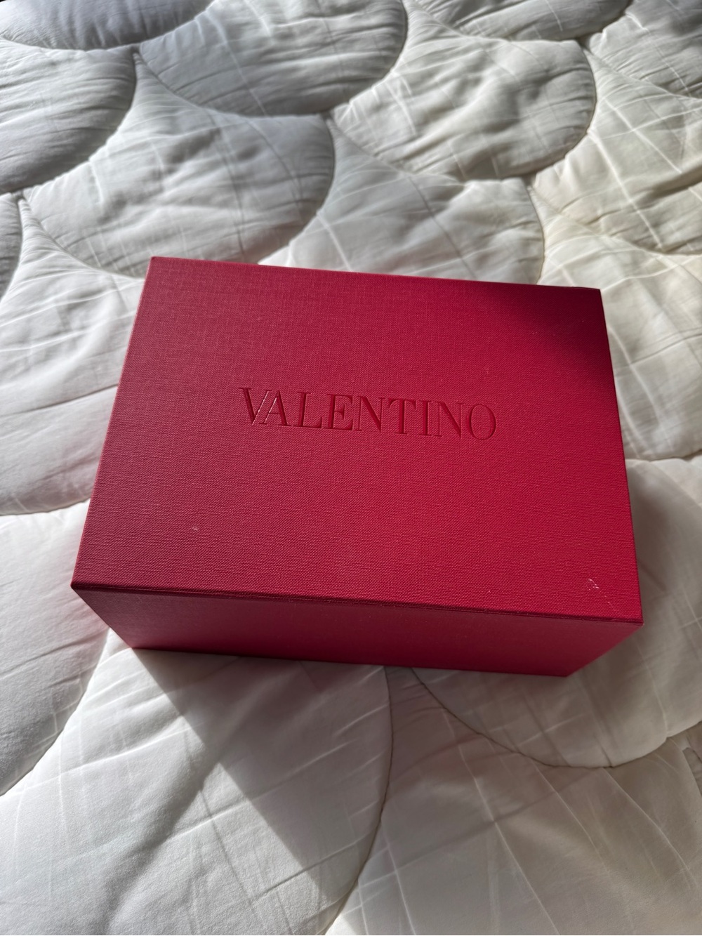 Valentino red embossed logo gift box